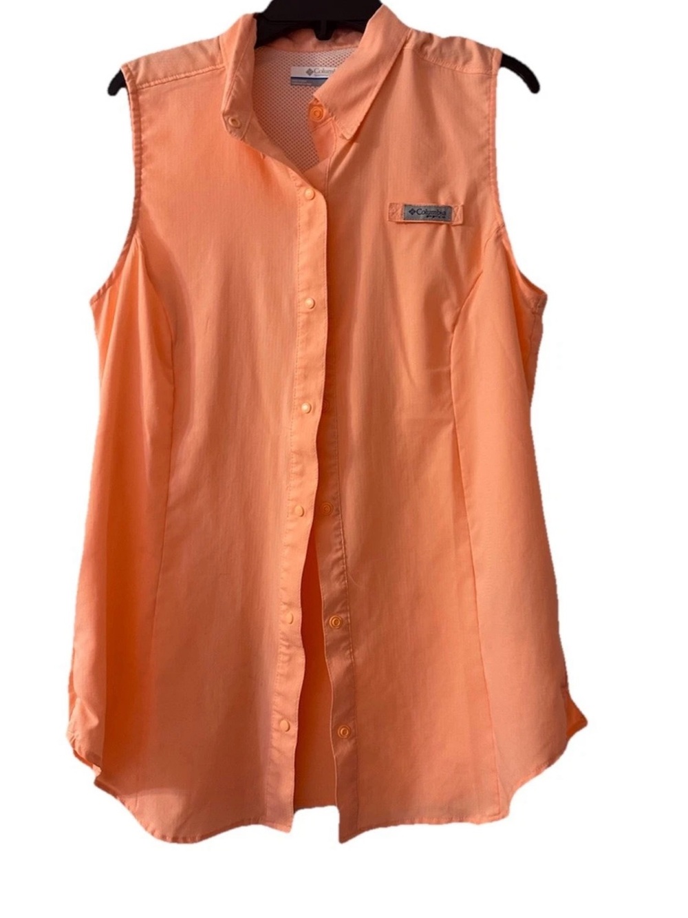 Columbia PFG Women’s Small Sleeveless Fishing Shirt Coral Orange Vented